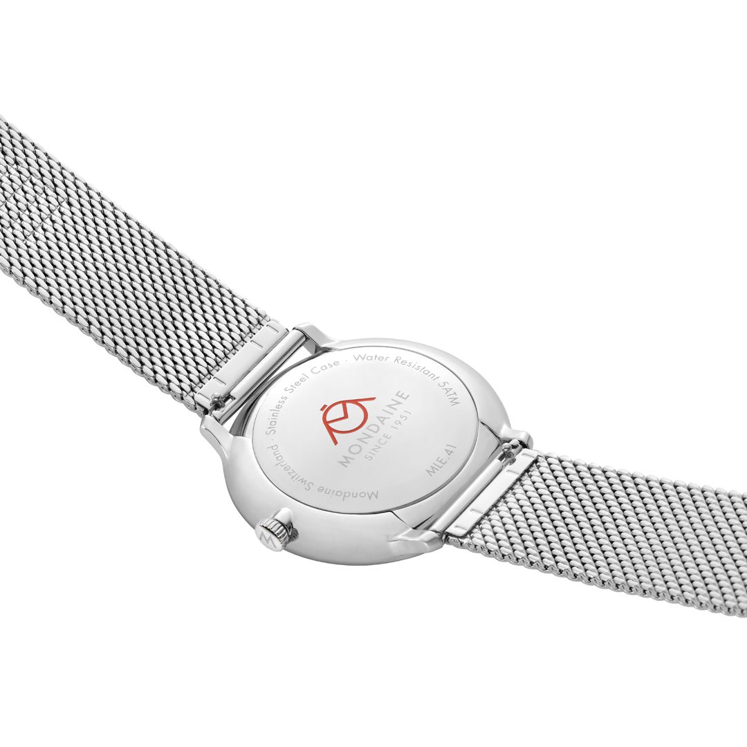 Mondaine Doppio Solar Stainless Steel 41mm Watch - MLE.41910.SM
