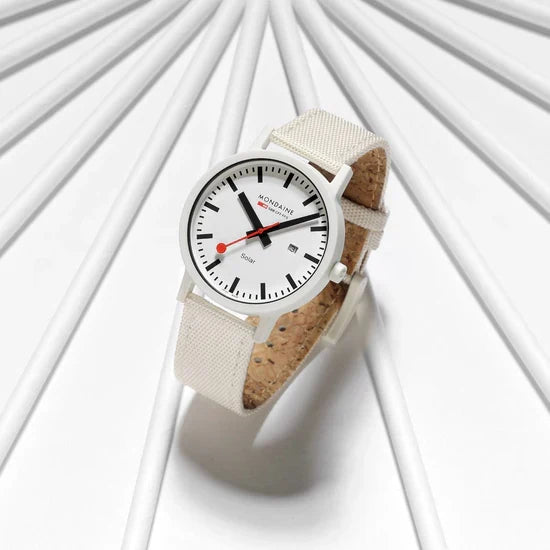 Mondaine Essence Solar White 41mm Watch - MS1.41910.LA
