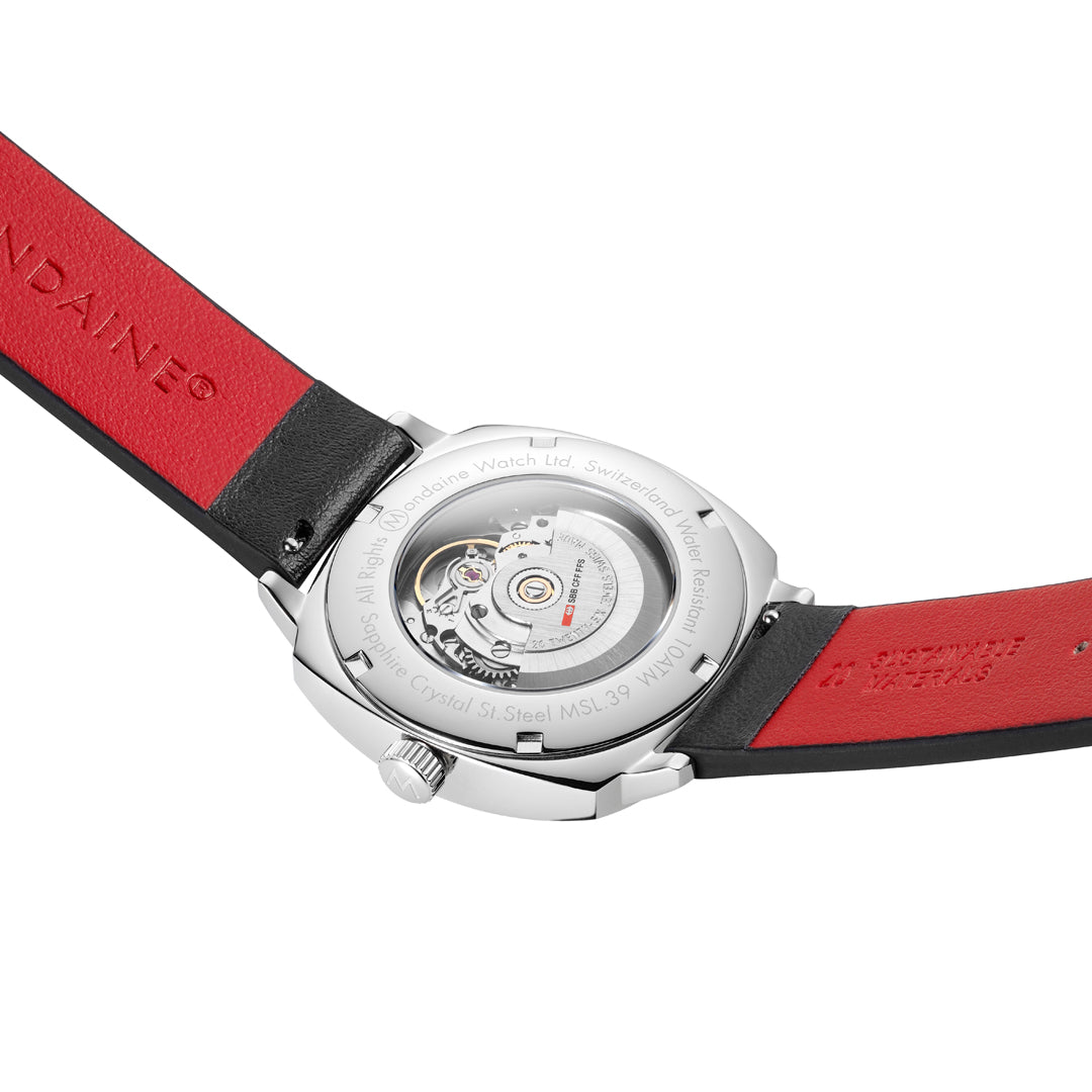 Mondaine Cushion Automatic Black Vegan Leather Watch - MSL.3961B.LBV