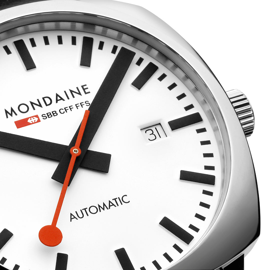 Mondaine Cushion Automatic Black Vegan Leather Watch - MSL.3961B.LBV
