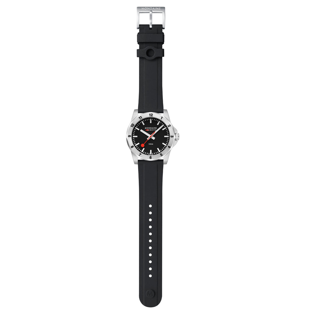 Mondaine Numeri Black Silicon 42mm Watch - MSN.42120.RB