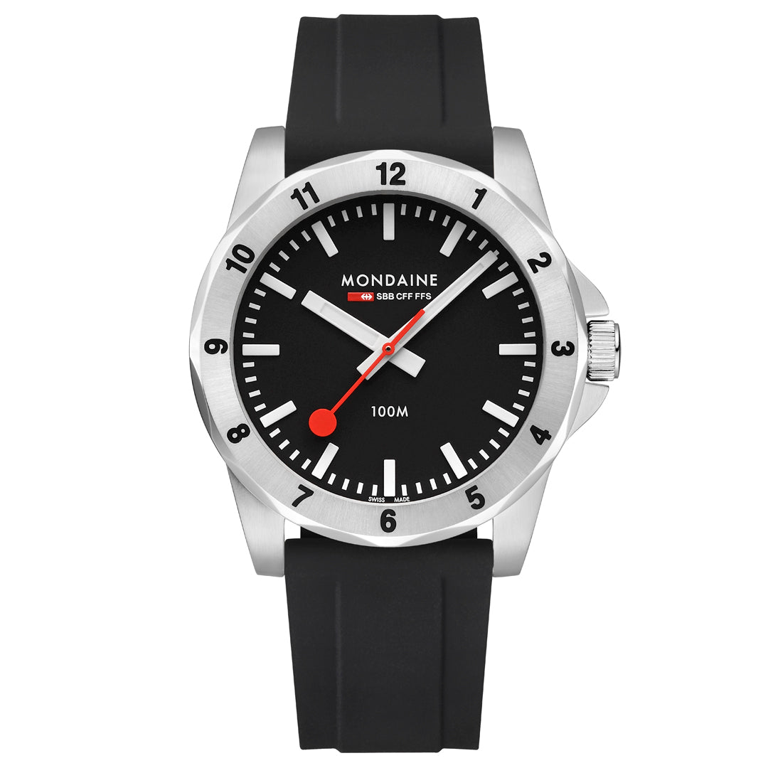 Mondaine Numeri Black Silicon 42mm Watch - MSN.42120.RB