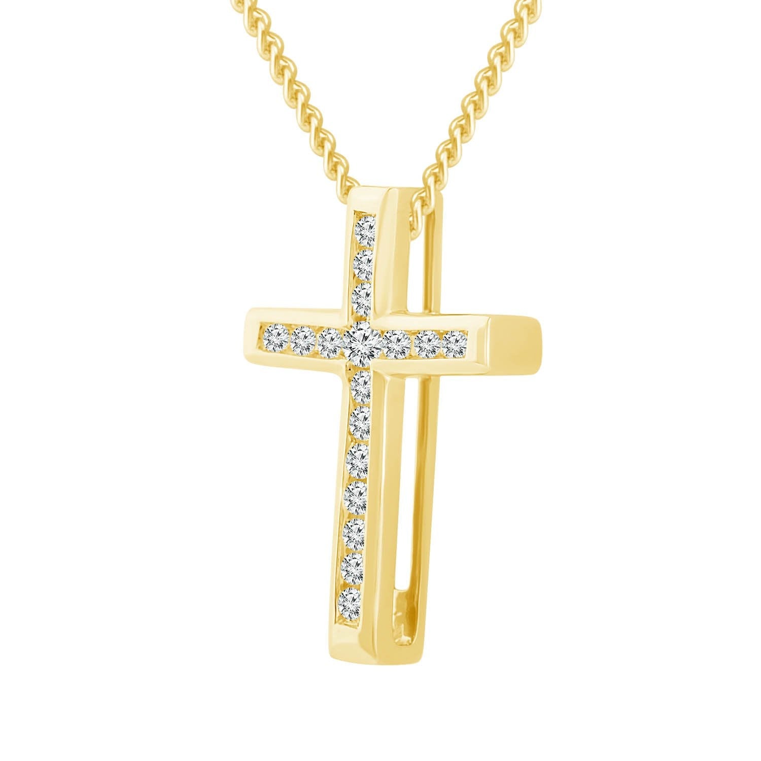 9ct Yellow Gold 0.10ct Diamond Cross Pendant