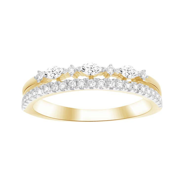 0.25ct Diamond Double Band Ring in 9ct Yellow Gold