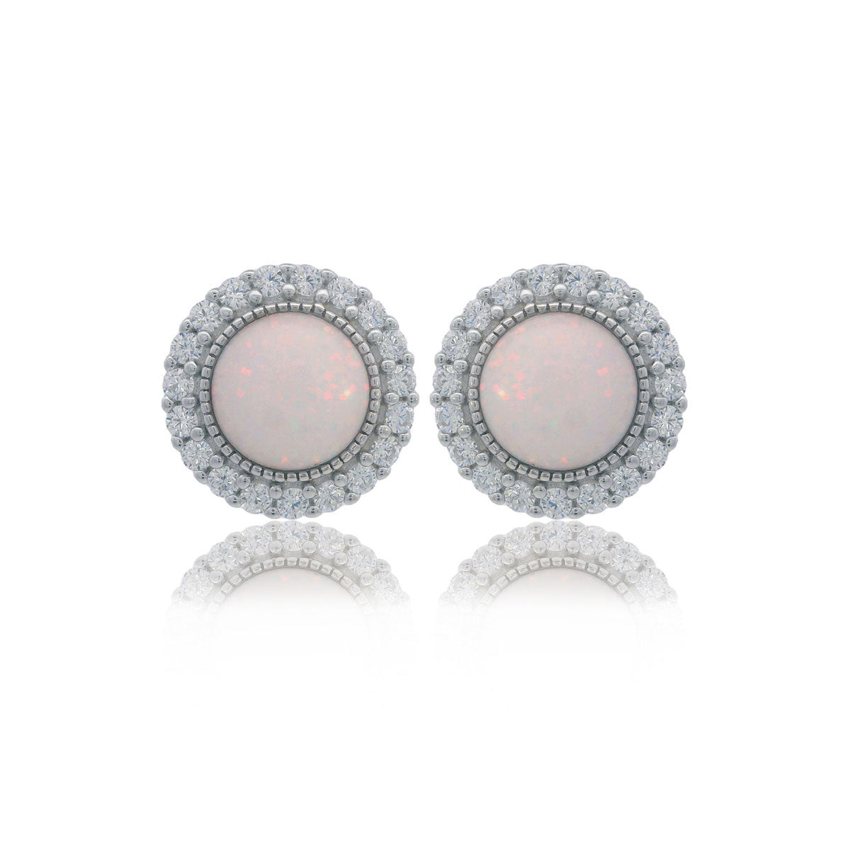 Georgini Opal Glow Marrinawi White Created Opal Earrings Silver