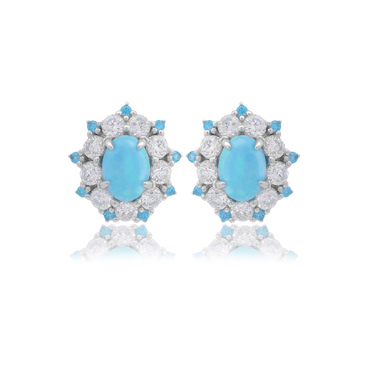 Georgini Opal Glow Barangaroo Blue Created Opal Earrings