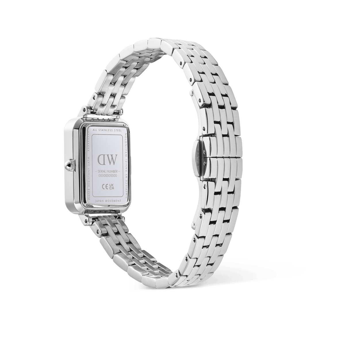 Daniel Wellington Quadro Roman Numerals Date 5-link Silver