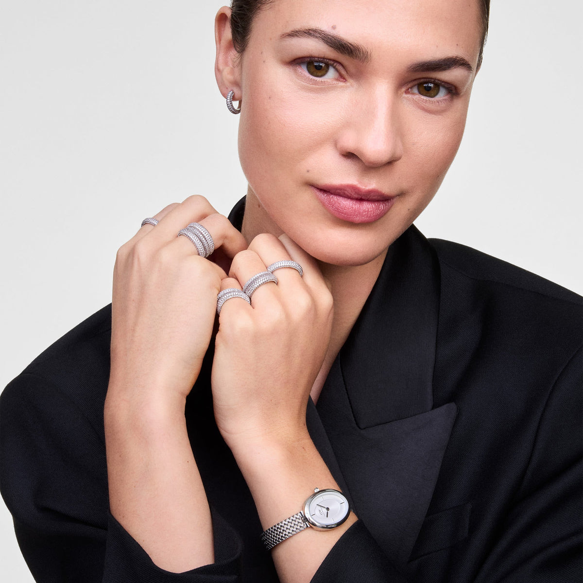 Daniel Wellington Juliette Braided Mesh White Sunray Silver