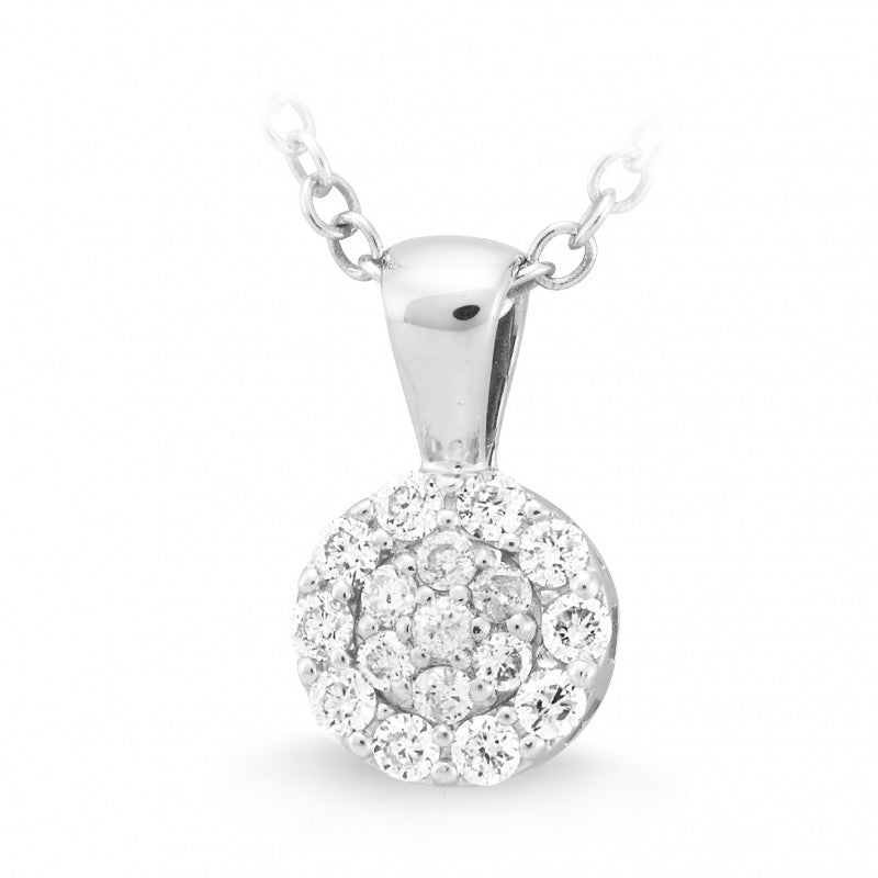 Diamond Cluster Pendant 9ct White Gold