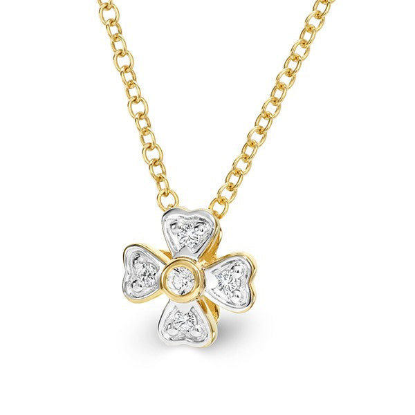 Diamond Leaf Design Slider Pendant 9ct Yellow Gold