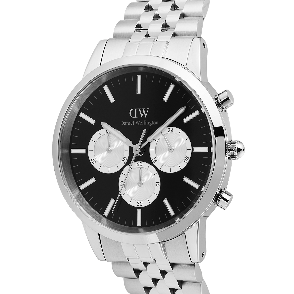 Daniel Wellington Iconic Chronograph Arch 5-Link Onyx Panda Silver