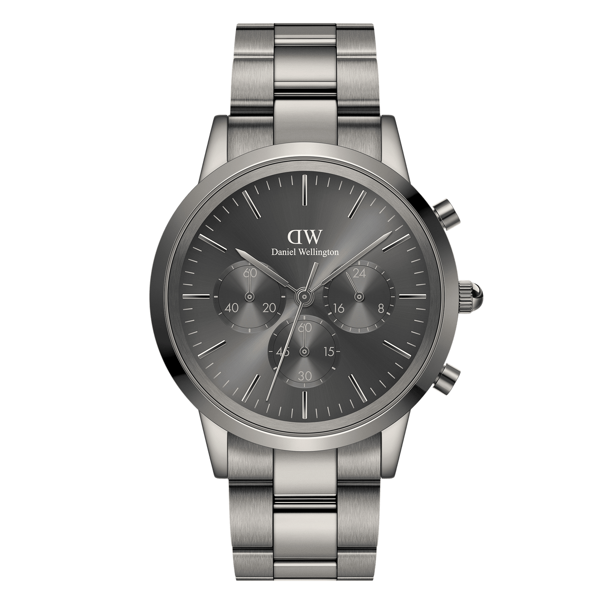 Daniel Wellington Iconic Chronograph 42 Link Anthracite-Grey Sunray Watch
