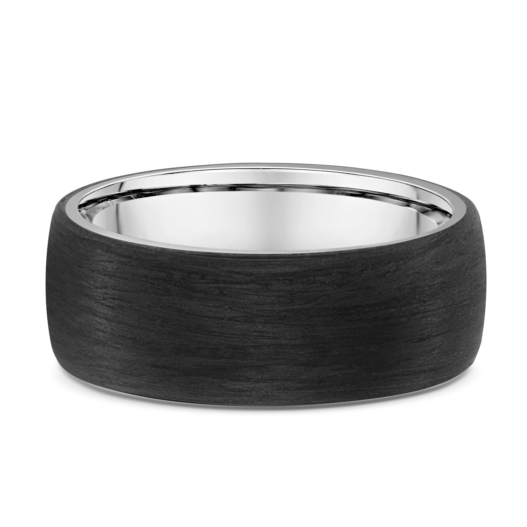 9ct White Gold & Black Carbon Fibre Wedding Ring