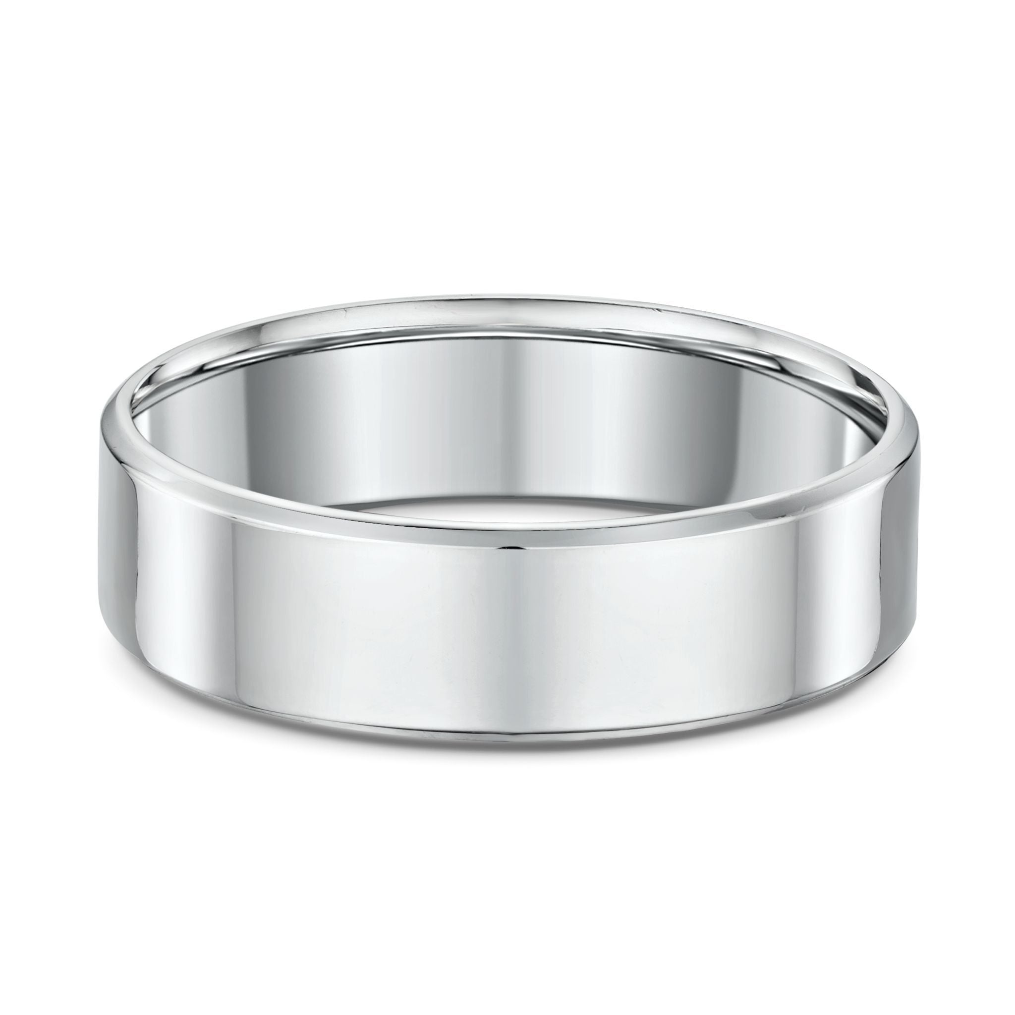 9ct White Gold Flat Bevel Wedding Ring