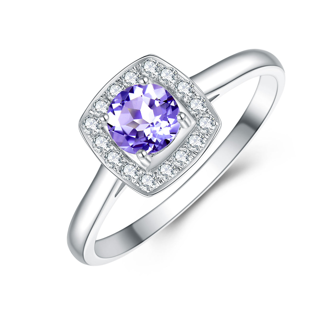 9ct White Gold Tanzanite & Diamond Ring