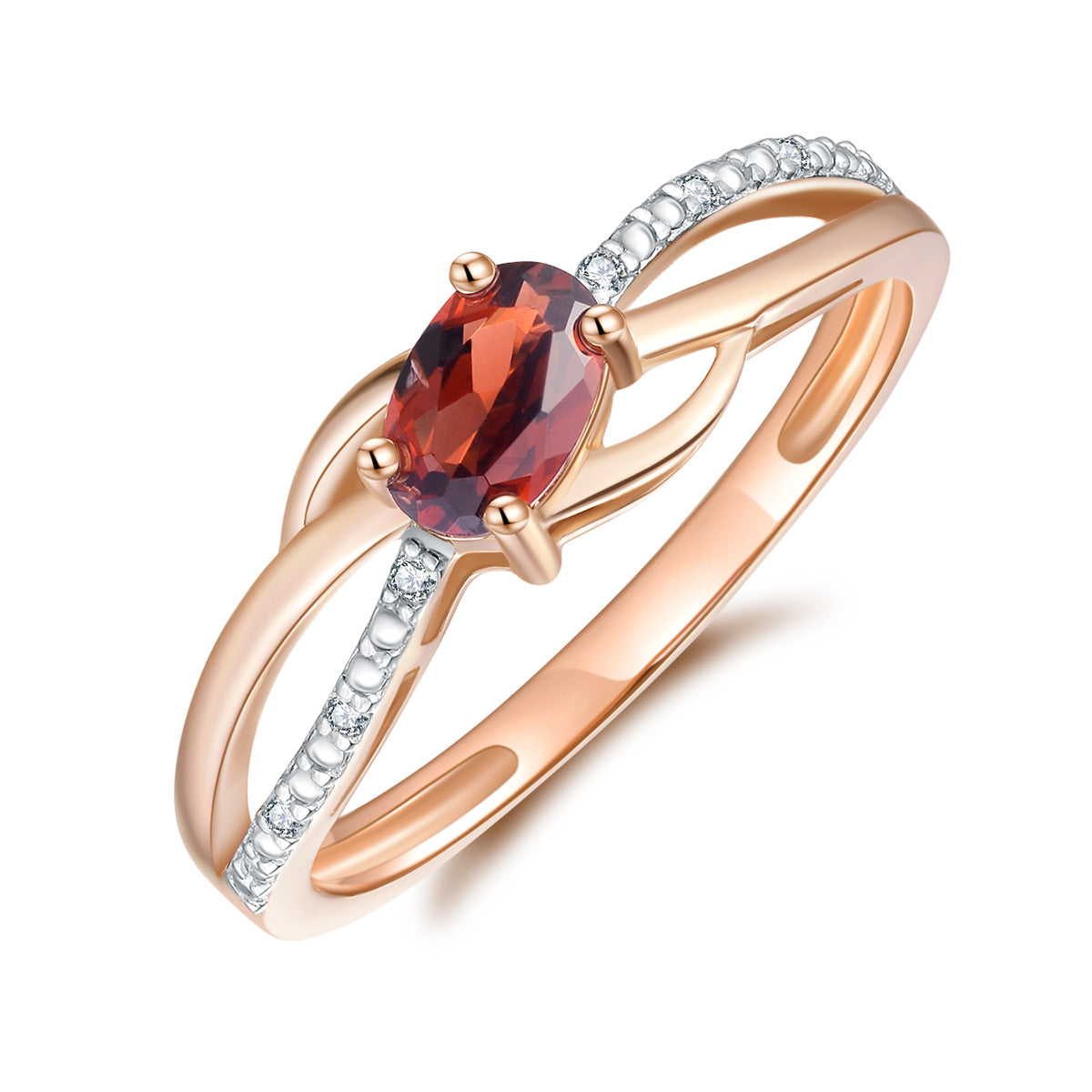 9ct Rose Gold Garnet & Diamond Ring