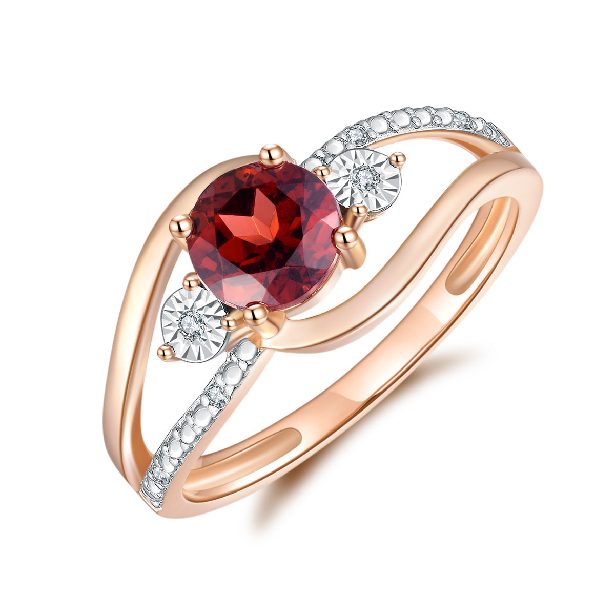 9ct Rose Gold Garnet & Diamond Ring