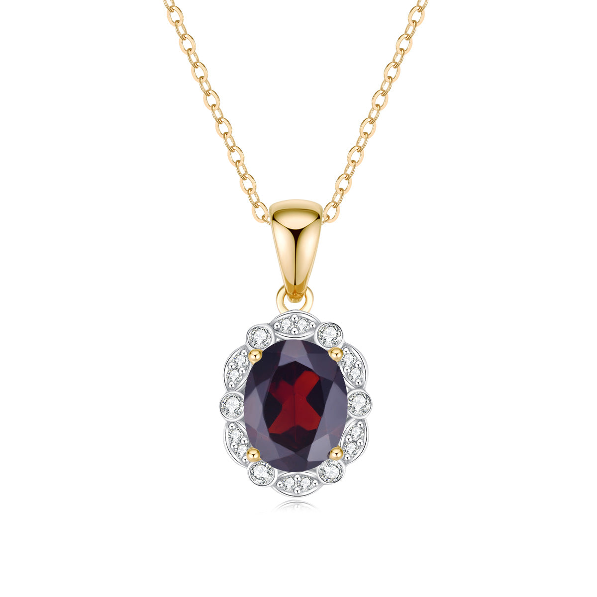 9ct Yellow Gold Garnet & Diamond Pendant