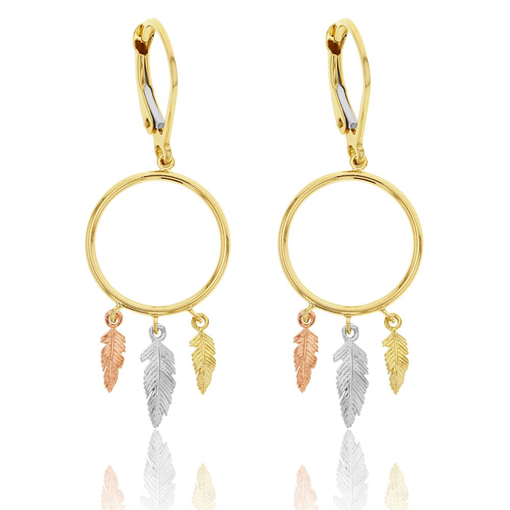 Feather Drop Earrings in 9ct Gold