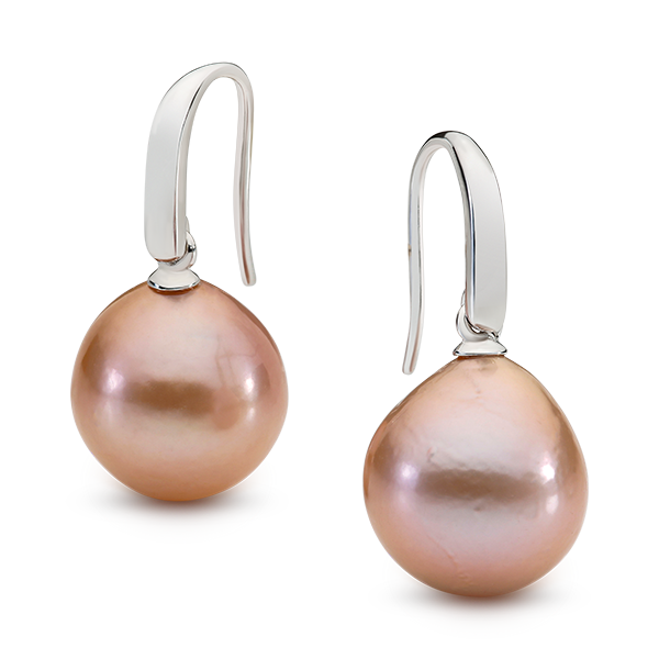 Sterling Silver Edison Freshwater Pearl Pink Shepherd Hook Earrings