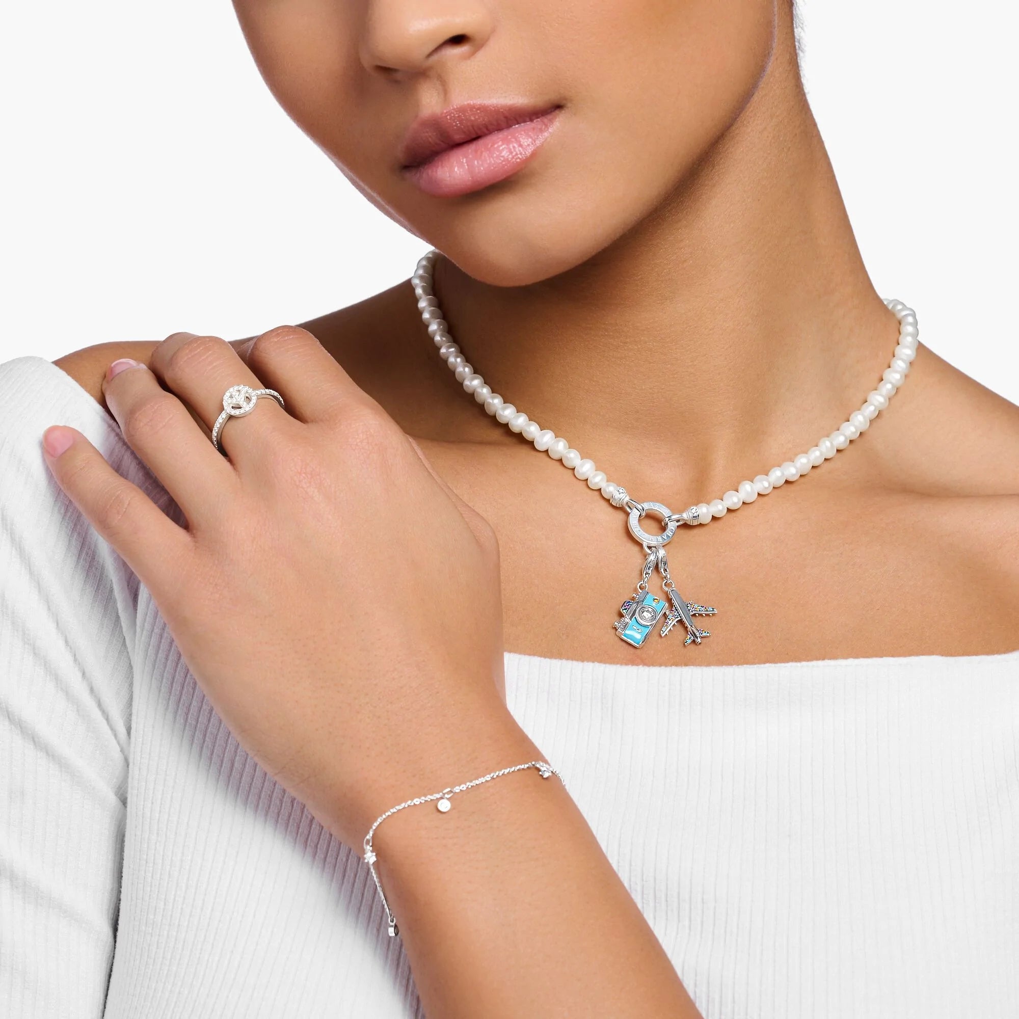 Thomas Sabo Necklace pearl star silver - Turriff Jewellers