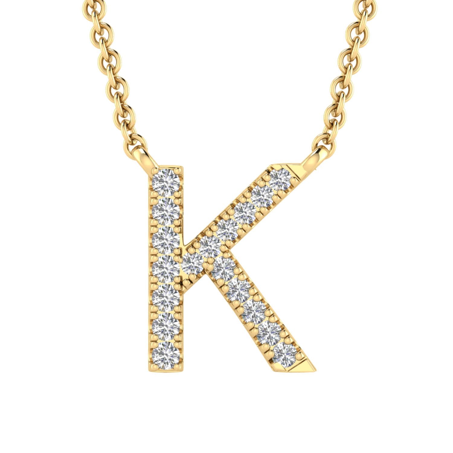 9ct Yellow Gold Diamond Initial 'K' Necklace